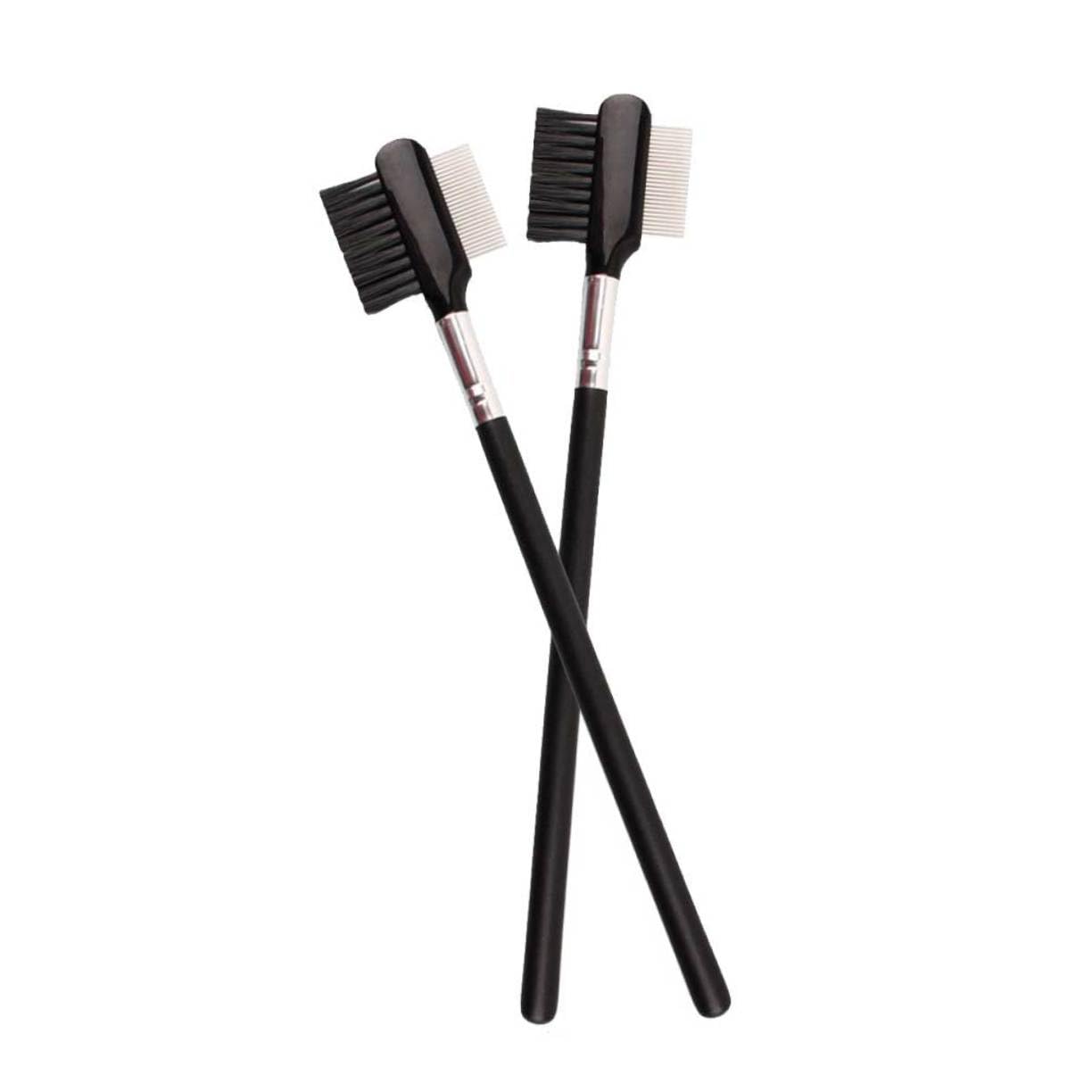 FRCOLOR 2pcs Eyebrow Combs Eyelash Brush Set Wooden Handle Sturdy Fine Pins Makeup Tool for Women