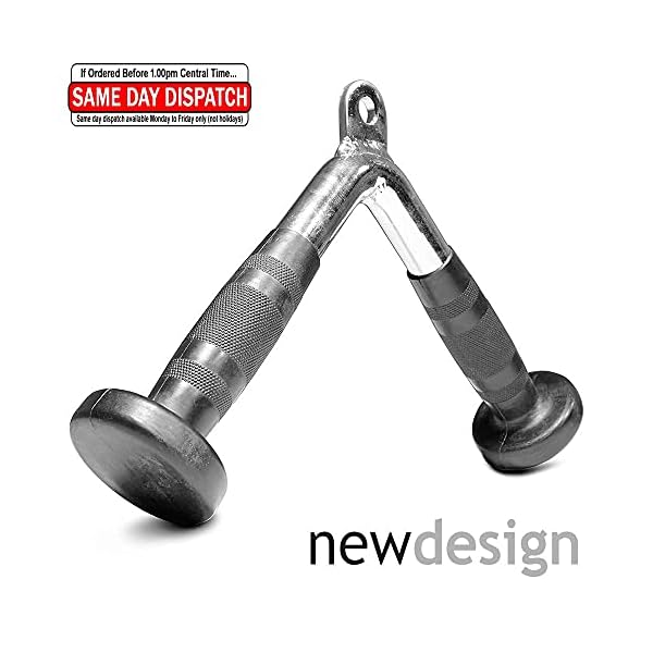 FITNESS MANIAC Home Gym Weightlifting Machine Attachments Tricep Press Push Down Bar V Handle Close Grip Cable V bar Rubber Handgrips - Image 3