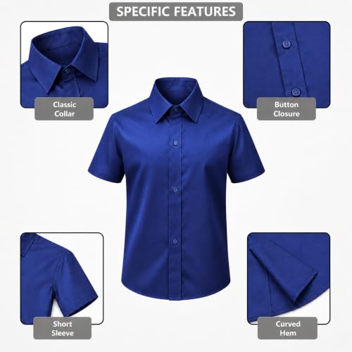 Image of Lilax Boys Classic Short Sleeve Button Down Casual Solid Dress Shirt