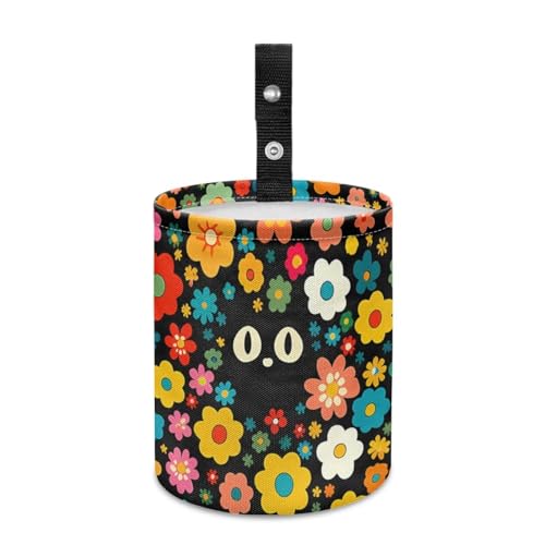 Image of Cat Hippie Flower Car Trash Can for Car Front Seat, Back Seat, Floor, Headrest, Car Accessories Interior Universal for Car SUV Trucks