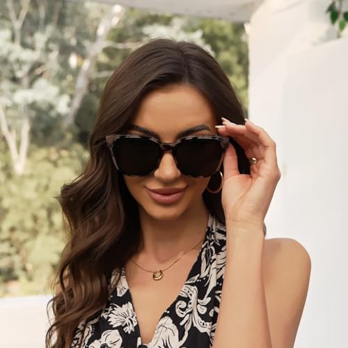 Retro Square Oversized Sunglasses Womens - Dark Brown Large Frame 70s/80s/90s Style Shades for Women4