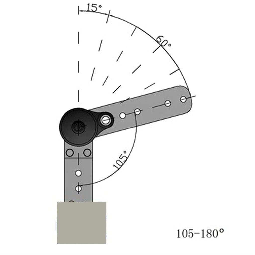 Paquete de 2 bisagras de trinquete for reposacabezas de sofá, mecanismo de ajuste de ángulo de 5-7 posiciones, bisagra de hierro de metal de 90-195 grados(105 to 180 degrees)
