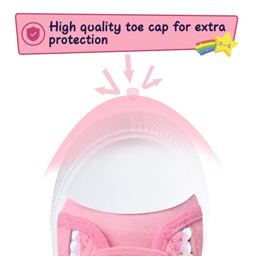 Image of K KomForme Toddler High Top Sneakers Canvas Shoes with Hook and Loops | Lightweight, Breathable