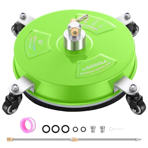 14" Pressure Washer Surface Cleaner with 4 Wheels - Coated Green Stainless Steel Surface Cleaner for Pressure Washer Attachment for Concrete, Patio, Sidewalk, Deck and Driveways - PWS14G by LidoDola - Image 8