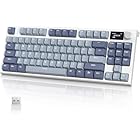 ATTACK SHARK K86 Teclado mecânico sem fio RGB para jogos, teclado com fio 2.4 GHz/BT5.0/USB-C, Layout 75% TKL com tela colorida TFT HD de 1.2'' e botão CNC, interruptor linear TTC Hot-Swap(Roxo)