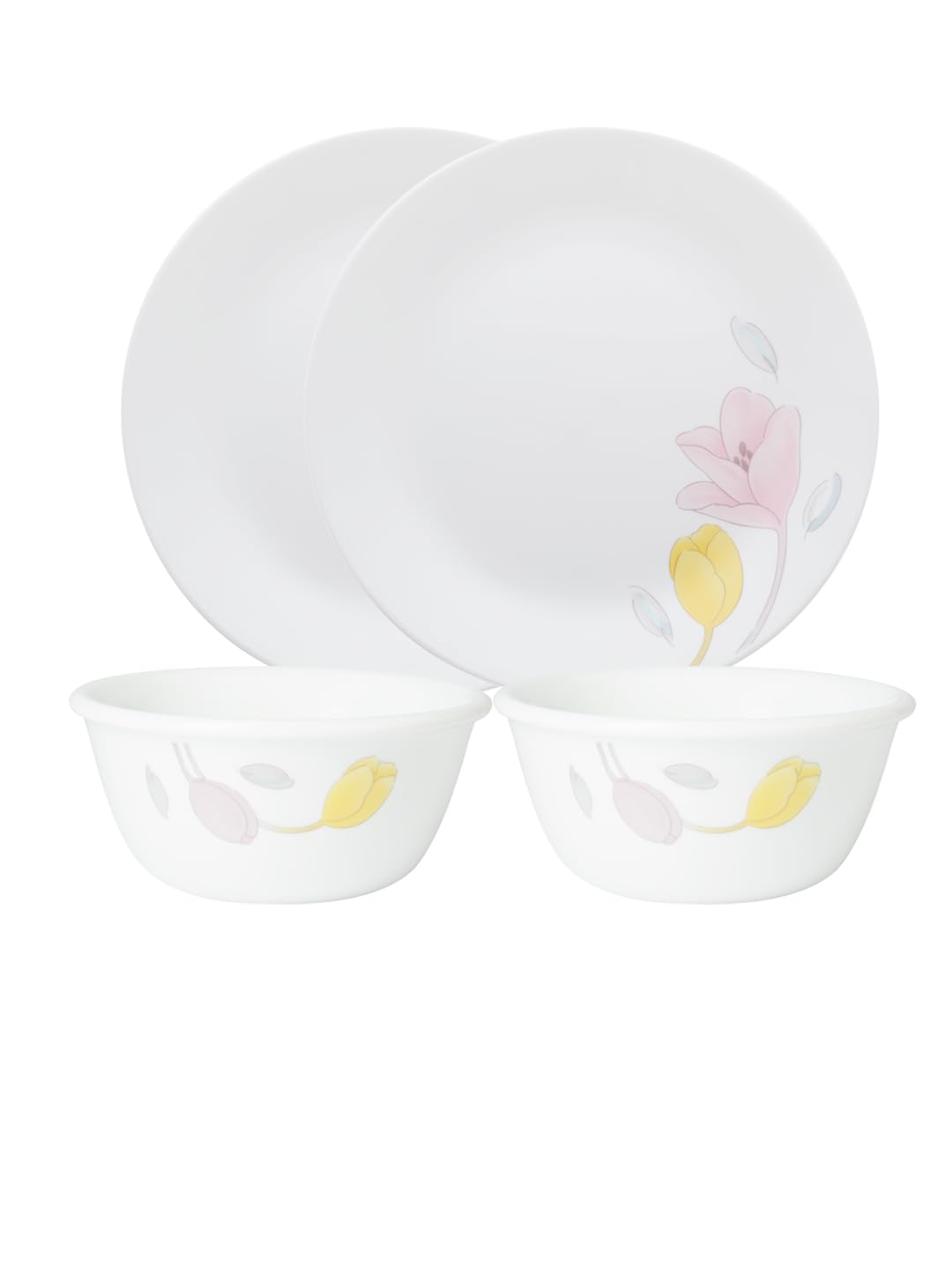 Corelle Livingware Plus Elegance 26cm Dinner Plate (2Pcs) & 177ml Katori (2Pcs) Pack of 4