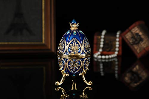 Qifu Faberge Egg Style Enamelled Jewelry Trinket Box Hinged Unique Gift For Home Decor #TOP5