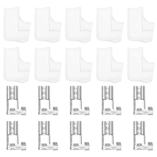 Lot de 50 cosses de câble plates 6,3 mm + isolation de protection | Bornes de connexion plates en laiton (étamé) | Connecteurs à sertir pour voiture, électronique, solaire et industriel