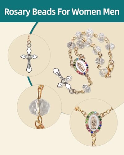 Car Rosary for Rearview Mirror Hanging - Catholic Religious Devout Gift with Virgin Mary Charm and Crucifix, Ideal Catholic Rosary Gifts for Men & Women4