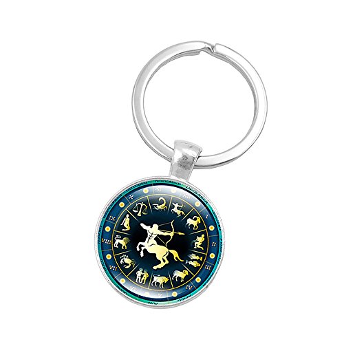 Retro Personalized Zodiac Sign Key Chain Jewelry Horoscopes Star Signs Tag Key Rings Medallion Constellation Jewelry (Sagittarius(11 23-12 21))