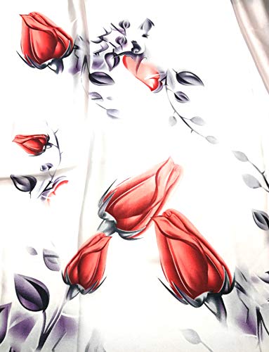 Shanlin Silk Feel Long Satin Floral Scarves For Women (Roses-Light Pink) #TOP3