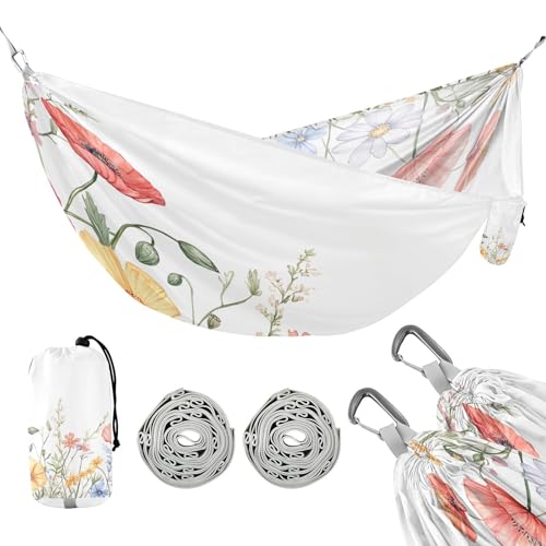ATTX Spring Beautiful Wildflowers Camping Hammock - Lightweight & Portable Hammocks, Heavy Duty 330lbs Capacity for Indoor, Hiking, Backpacking, Travel, Backyard, Beach#74