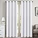 Flamingo P White Curtains 84 inches Long Easy Care Solid Thermal Insulated Grommet Curtains/Drapes (2 Panels, Pure White)