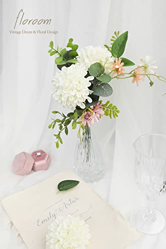 Floroom Artificial Dahlia Flowers 25Pcs Real Looking Ivory Foam Fake Roses With Stems For Diy Wedding Bouquets White Bridal Shower Centerpieces Floral Arrangements Party Tables Home Decoration #TOP1
