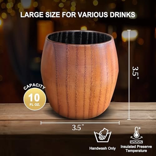 Image of Charred Wooden Bourbon Drinking Glass, Bourbon Gifts for Men - 10 oz Wooden Old Fashioned Glasses Set Whiskey Tumbler | Birthday Whiskey Gifts for Men, Dad or Brother Original Bourbon Tumbler (2 Pack)