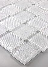 Azulejos de mosaico de cristal, 30 x 30 cm, color blanco