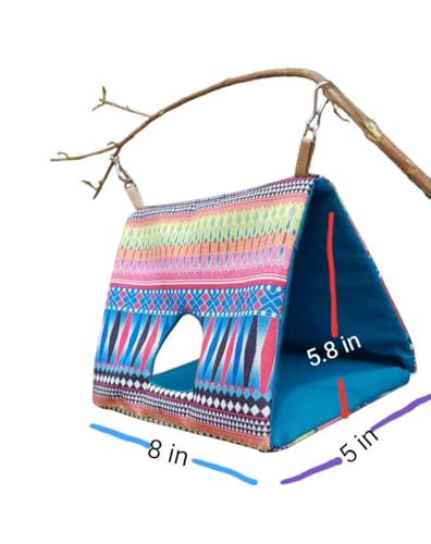 Image of Thai Style Bird Nest with Hole House Hammock Hanging, Finch Cage Plush Fluffy Birds Hut Hideaway for Hamster Parrot Macaw Budgies Eclectus Parakeet Cockatiels Cockatoo Lovebird
