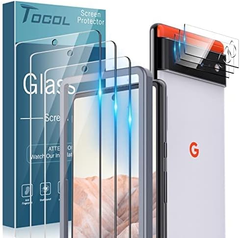 TOCOL [3+3 Pack Compatible for Google Pixel 6 5G 6.4''- 3 Pack Tempered Glass Screen Protector & 3 Pack Glass Camera Lens Protector, Case Friendly, Anti-Scratch [Alignment Tool] [Fingerprint Unlock]