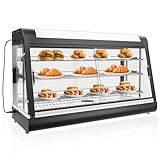 Lumelay 48-inch Commercial Food Warmer Display Case, 3-Tier Countertop Food Pizza Pastry Warmer w/ 3D Heating with LED Lighting Removable Shelves Glass Door, Pastry Display Case for Buffet Restaurant