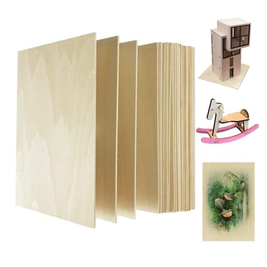 MUXGOA 20 Pack Basswood Sheets, Thin Balsa Wood Sheets for Craft, Laser, Wood Burning, Wooden DIY Ornaments, Unfinished Plywood Sheets can be Cut & Painted to Desired Shape(150x100x2mm)