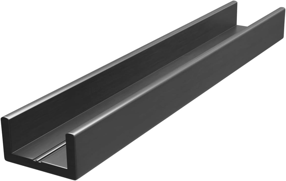 Brixwell SDUCCR12MBL Shower Door Aluminum Regular U-Channel 1/2" Matte Black - 95" Stock Length