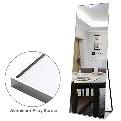 Image of NeuType Full Length Floor Mirror with Standing Holder Bedroom (Silver)
