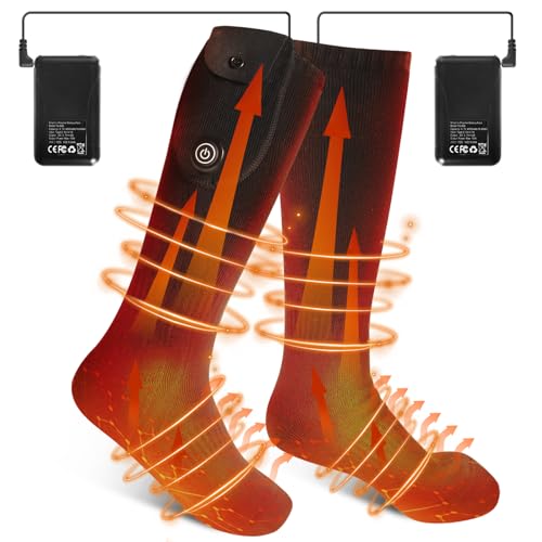 Calcetines Calefactables - 4000mAh Calcetines Calefactables Eléctricos Recargables con 3 Temperaturas Ajustables, para Hombres y Mujeres, para Camping,Esquí,Pesca,Caza