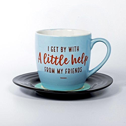 Thumbs Up UK LMMUGFRND1 Friends Lyrical Mug and Saucer Set, Multicolor