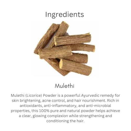 Image of Khadi Mulethi Face Pack Powder 100g | For Pigmentation, Dark Sports & Sun Tan | Remedy for Skin Brightening & Acne | Pure, Natural & Ayurvedic | Removes Impurities | Face Pack for Men & Women