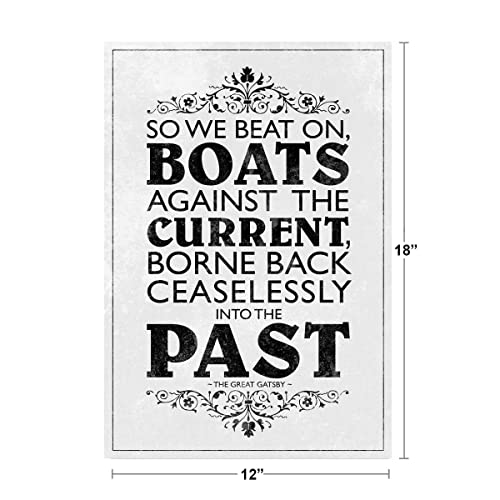 The Great Gatsby We Beat On Boats Against Current Quote Poster White Color Literary Book Motivational Inspirational Cool Wall Decor Art Print Poster 12X18 #TOP4