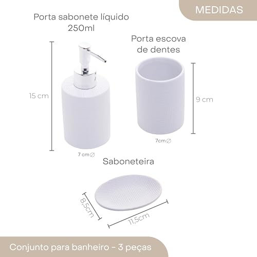 Encontraproduto.com.br - Conjunto 3 Peças para Banheiro de Cerâmica Lille Branco - Lyor