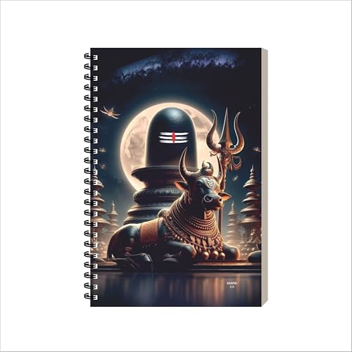 Image of ESCAPER Shiv Ji Diary Student Notebooks, A5 Size, 160 Ruled Notebook Designer Office Diary For Executive, Gift, Note Taking, Notepad For Writing (1, Shiv Ji Design 1)