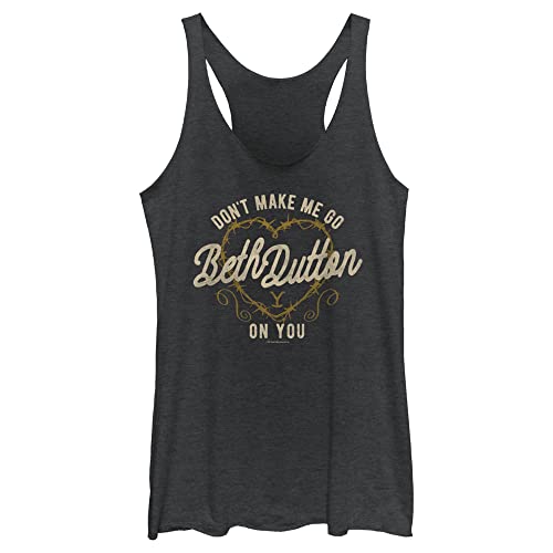 Yellowstone Women's Beth Dutton Racerback Tank Top, Black Heather, Medium