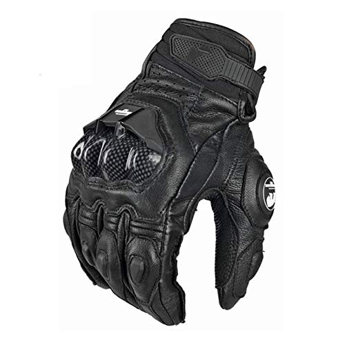YOBAIH Cuir Racing Carbon Fiber Gants Moto Faire du vélo équitation Gants Gants Moto for Homme Gants Moto Femme (Color : Leather Black, Size : L)