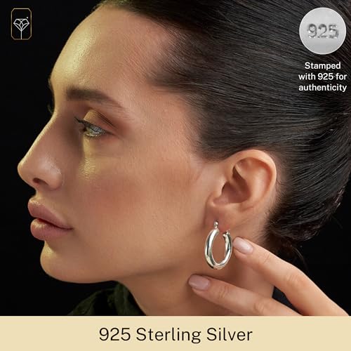 Max + Stone MCE6954W-SIL 925 Sterling Silver Hoop Earrings thumb #1