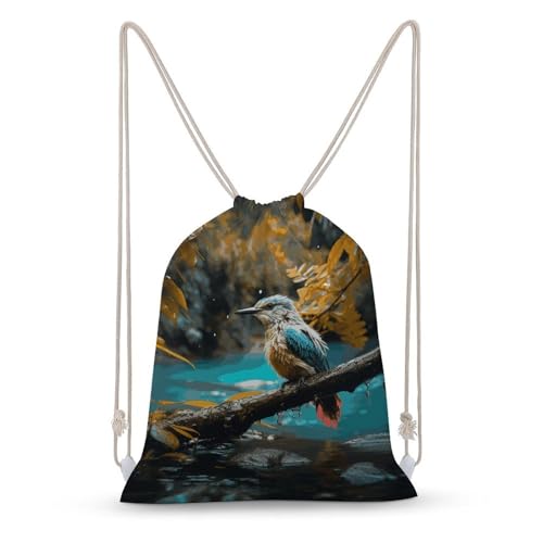 Relaxing Rain And Birds Sounds Drawstring Backpack - Canvas Sports Gym Sackpack, Lightweight String Bag for Beach & Travel