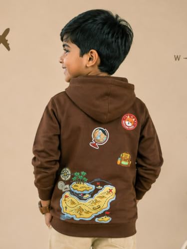 Image of Unisex Kids Solid Full Sleeve Zip Front Open Hooded Sweatshirt