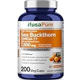 Sea Buckthorn (Omega 7) 2250mg 200 Veggie Powder Caps - Extract 5:1, Non-GMO & Gluten Free - No Fish Burp, Omega-7 Palmitoleic Acid, Weight Loss