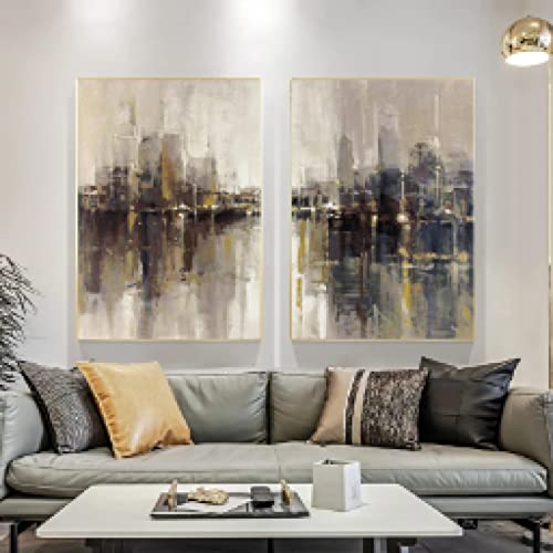 Pintura sobre lienzo de paisaje urbano dsdsgog de 40x60cm para decoracion de pared moderna 3