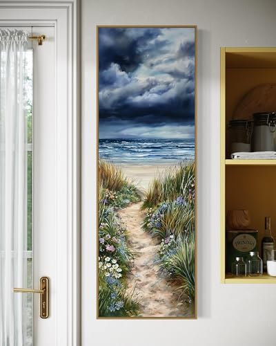 Tableau Chemin de Plage TONGYINLI 30x90cm - Impression sur Toile Paysage Marin avec Cadre