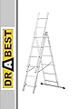 DRABEST Scala Base in Alluminio per Casa a 3 Elementi – Scaletta 3x6 Gradini – Scaletta Leggera in Alluminio – Scala Pieghevole per Casa – Portata 150 Kg – 46x165x13cm