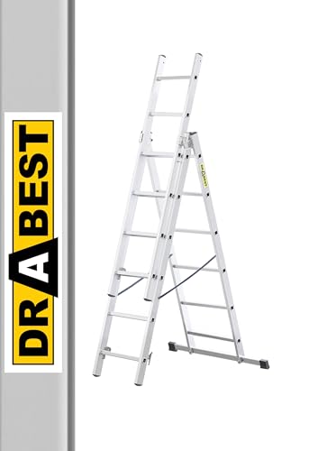 Immagine prodotto: DRABEST Scala Base in Alluminio per Casa a 3 Elementi – Scaletta 3x6 Gradini – Scaletta Leggera in Alluminio – Scala Pieghevole per Casa – Portata 150 Kg – 46x165x13cm