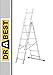 Produktbild DRABEST - Home - Aluminium-Leiter - 3x6 Sprossen - Max. 2,97 m lang - Max. Arbeitshöhe 3,98 m - bis 150 kg - 3-teilig - Mehrzweck-, Steh-, Auszieh- Klappleiter - rutschfest - Verstellbar
