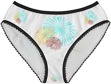 Fireworks Vector Panties, Fireworks Vector Underwear, Briefs, Cotton Briefs, Funny Underwear, Panties For Women (Medium) Black