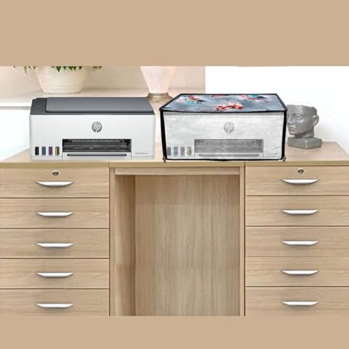 Image of Printer Cover for HP Smart Tank 585 All-in-one WiFi Colour Printer with Zipper for Dust Protection Grey Flower