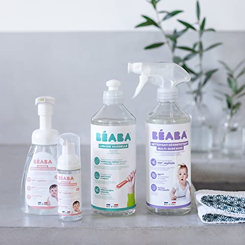 BÉABA, Geschirrspülmittel für Babyflaschen und Esszubehör, 100% natürlichen Ursprungs, Parfümfrei, 100% biologisch abbaubar, Packung mit 2x500 ml