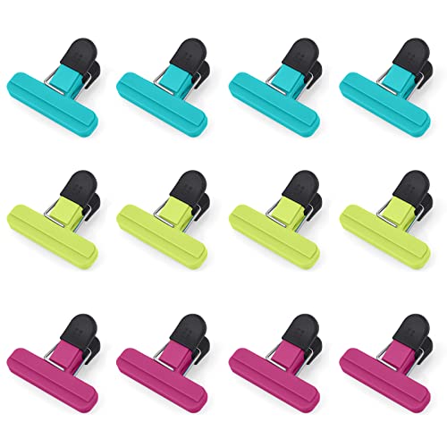 Image of AUAUY Chip Bag Clips, 12Pack Small Kitchen Clips for Refrigerator Food Storage Packages, Snack Bags, Photos, Assorted Sizes Food Bag Clips Plastic Heavy Duty Seal Grips