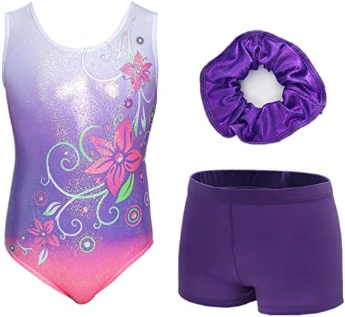 Gymnastics Leotards for Girls Sparkle Rainbow One-piece Dance Leotard 2-14Y
