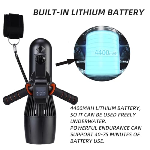 Elektrische onderwaterscooter, 500 W, 40 m, gratis duiken, snorkelen, zeescooter, borstelloze motor, 60 minuten, verwijderbare batterij, waterscooter voor zwembad (500 W, 4400 mAh) - Image 7
