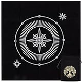 CREATCABIN Constellation Altar Cloth Moon Tarot Cloth Pentacle Spiritual Tapestry Sacred Astrology with Tree of Life Tarot Card Bag for Divination Witchcraft Pagan Gift Tarot Lover 19.48x19.48 Inch